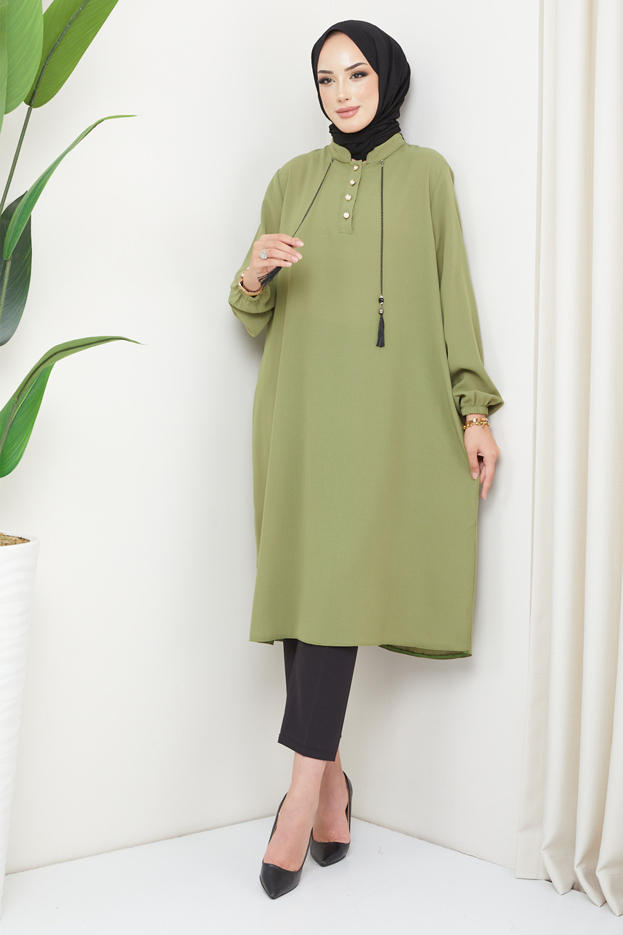 TUNIC - OIL GREEN  TUNIC - OIL GREEN