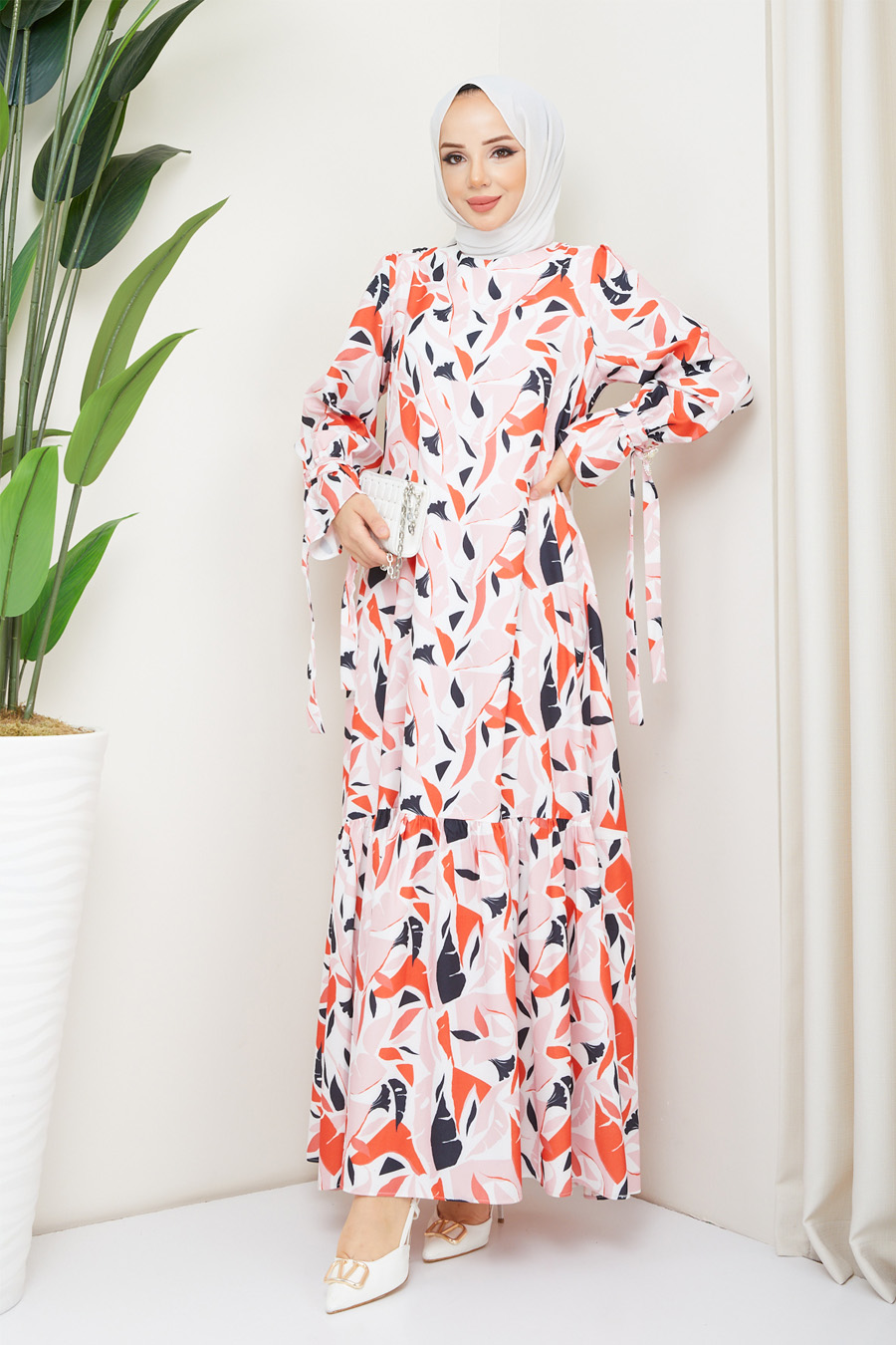 ORANGE PATTERNED  - DRESS