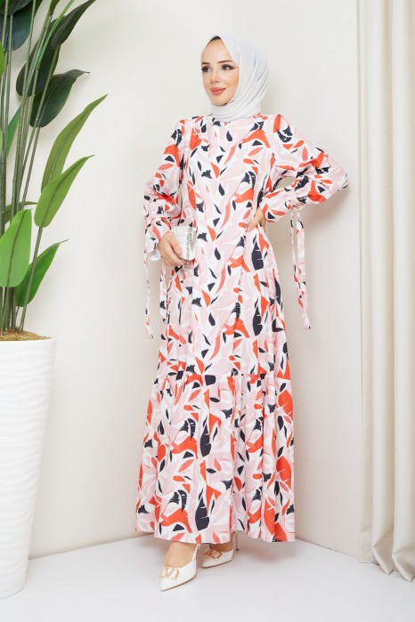 ORANGE PATTERNED  - DRESS