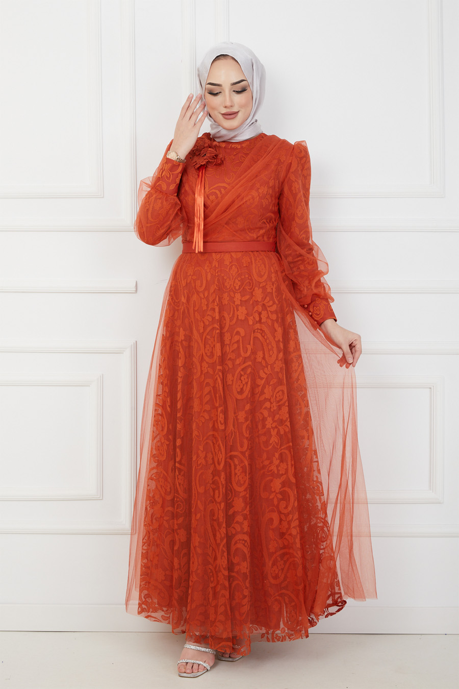 ORENGE EVENING DRESS  