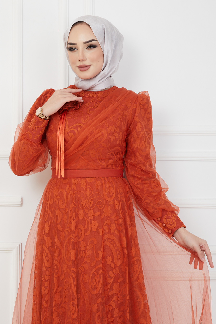 ORENGE EVENING DRESS  