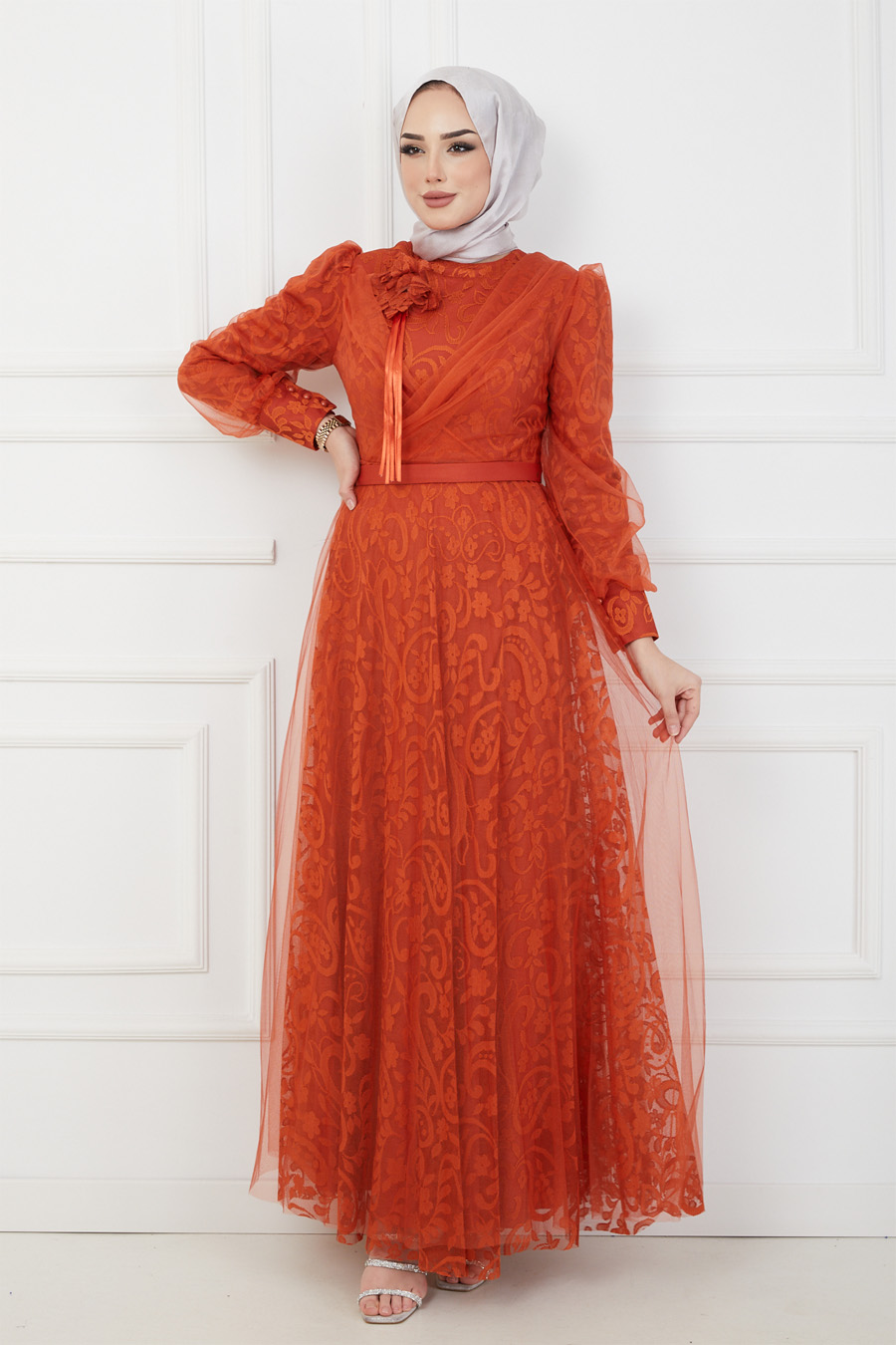 ORENGE EVENING DRESS  
