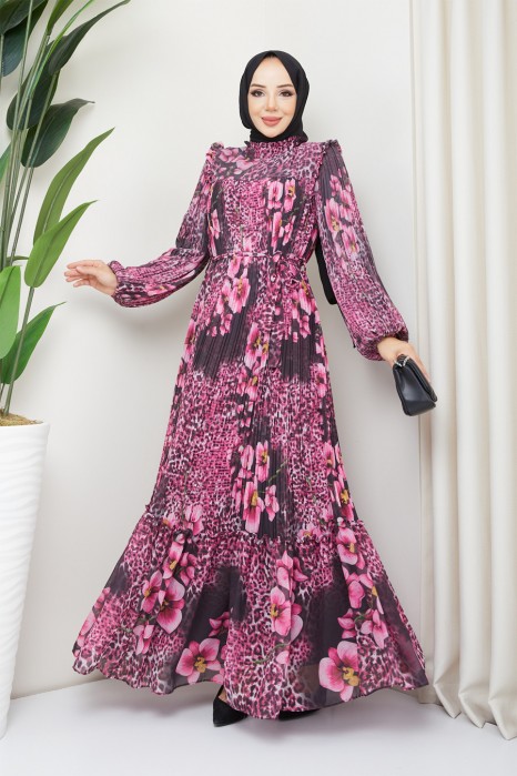 PATTERNED PINK  DRESS