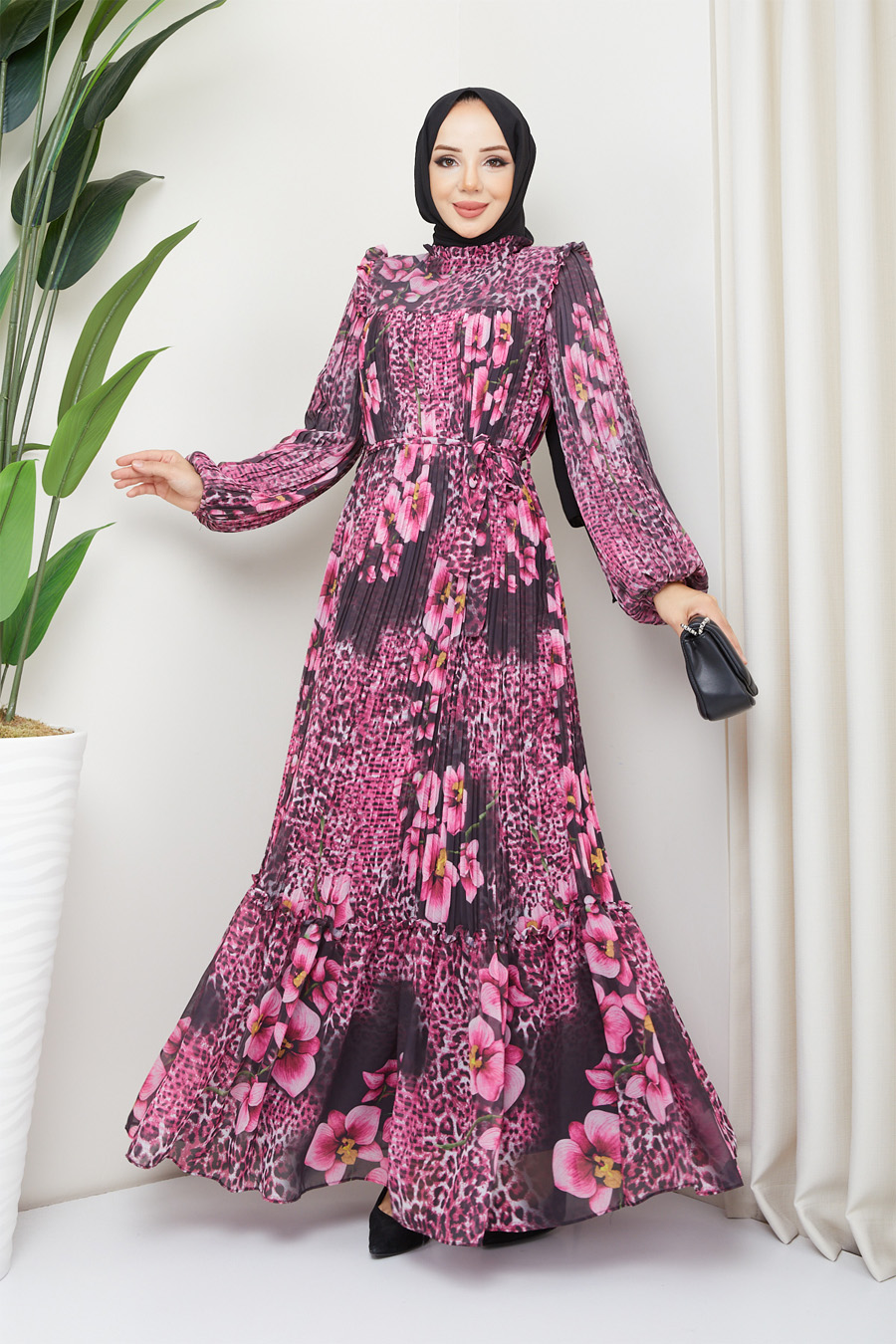 PATTERNED PINK  DRESS