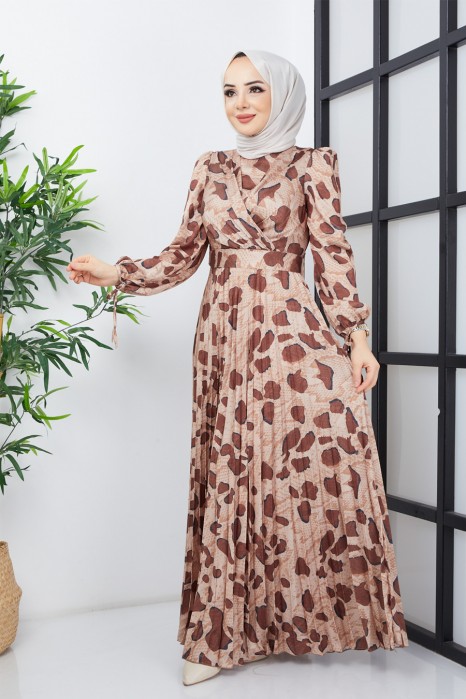 PATTERNED BROWN DRESS