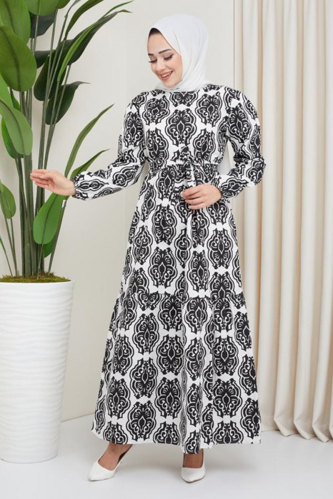 PATTERNED BLACK DRESS