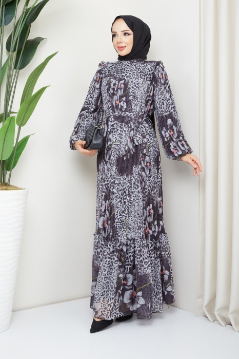 PATTERNED BLACK DRESS