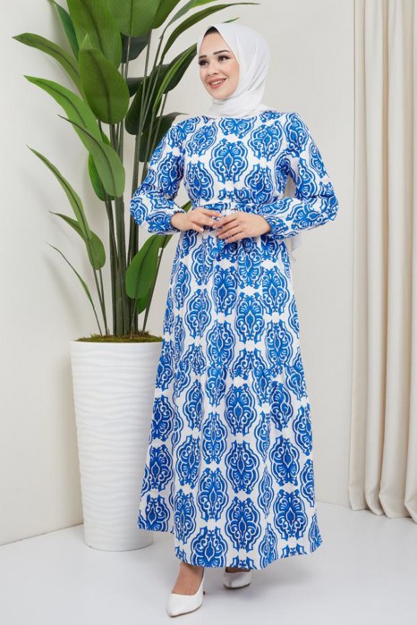 PATTERNED BLUE DRESS