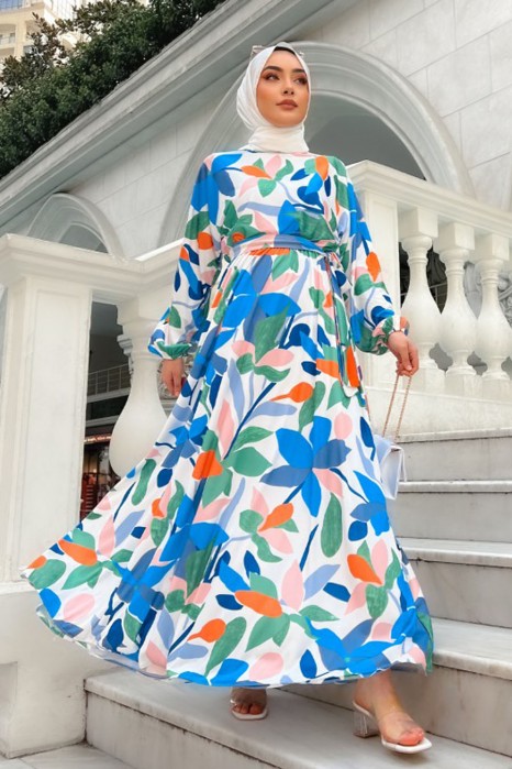 PATTERNED BLUE DRESS