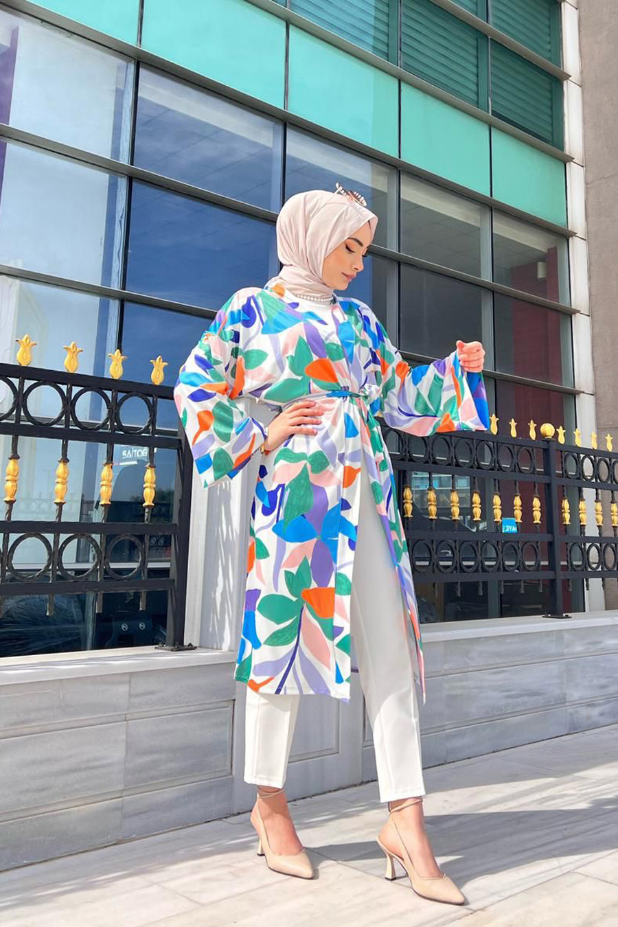 PATTERNED BLUE KIMONO 