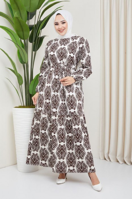 PATTERNED BROWN DRESS