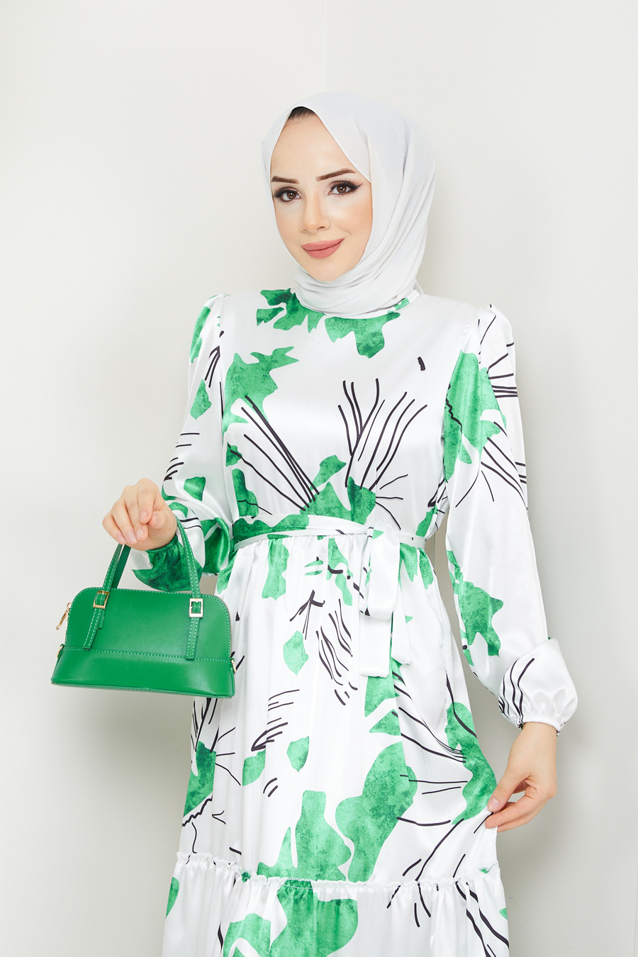  PATTERNED GREEN DRESS 