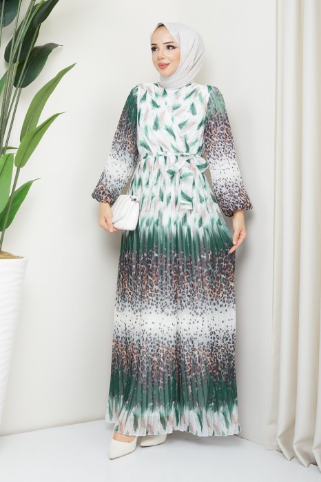 PATTERNED GREEN   DRESS