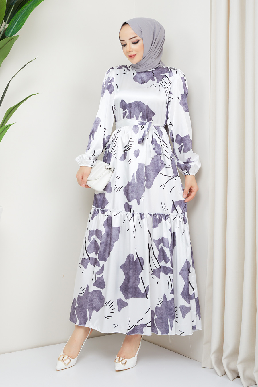  PATTERNED GREY DRESS 