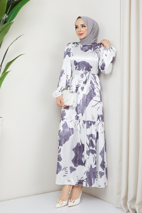  PATTERNED GREY DRESS 