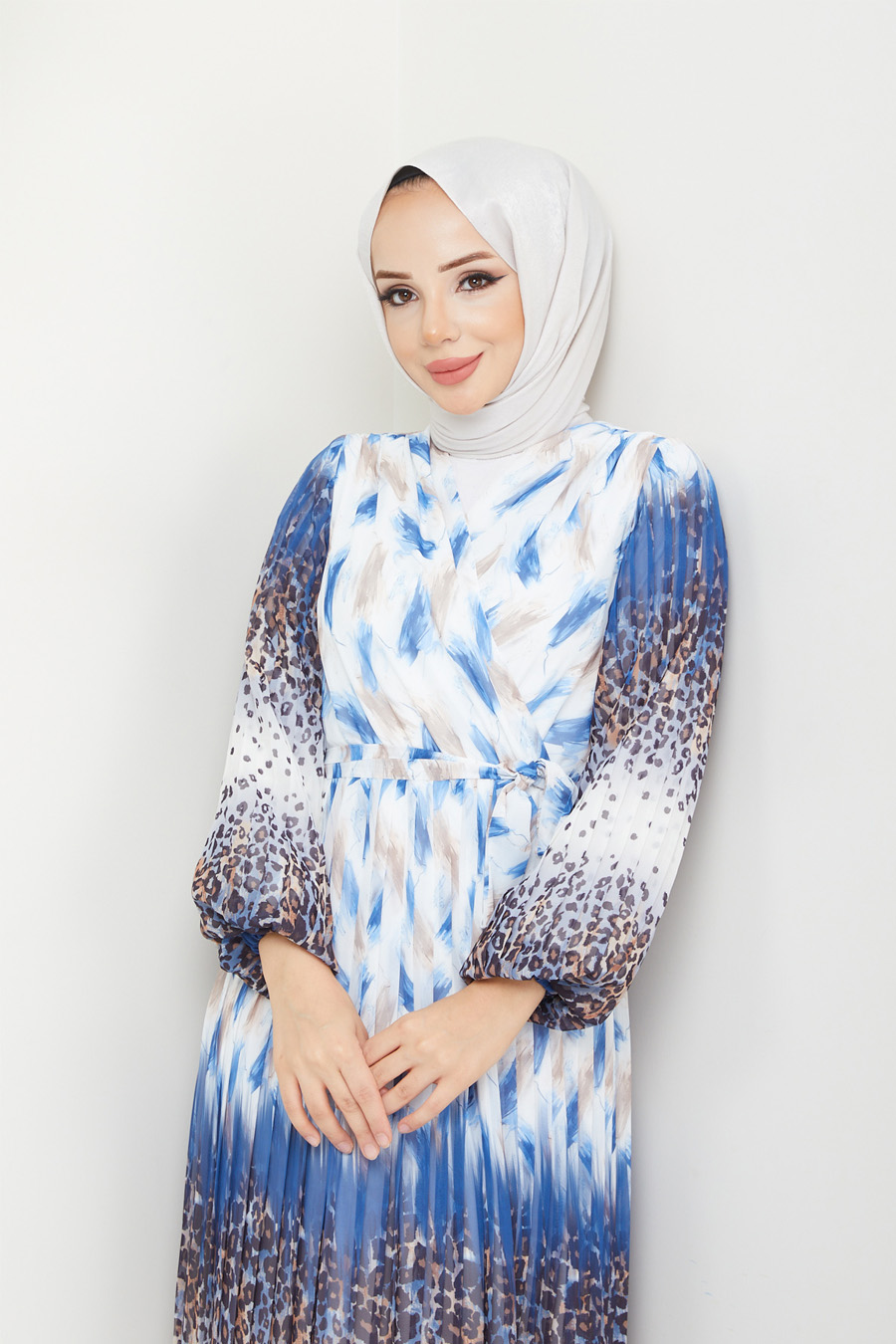 PATTERNED INDIGO  DRESS