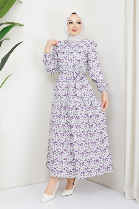 PATTERNED LILA DRESS