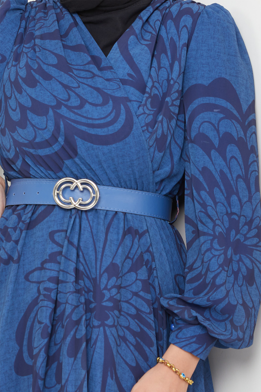 NAVY BLUE PATTERNED   - DRESS  