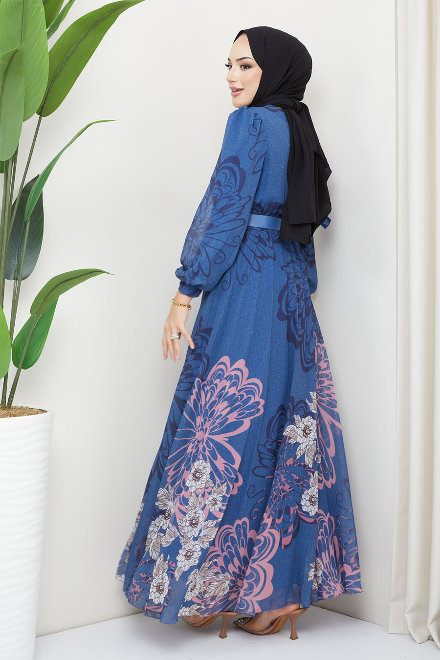 NAVY BLUE PATTERNED   - DRESS  