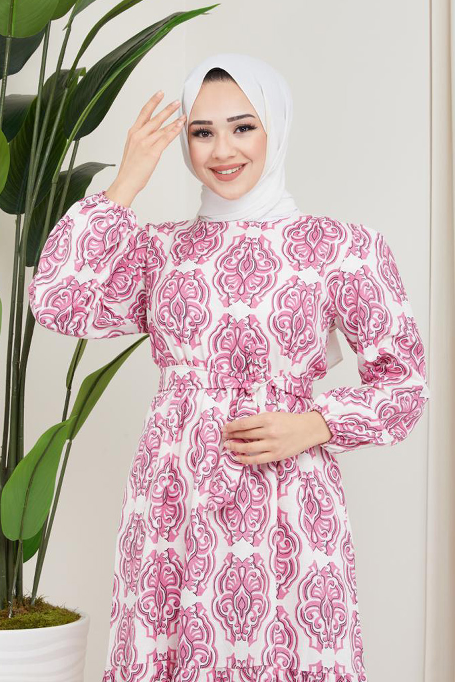 PATTERNED PINK DRESS