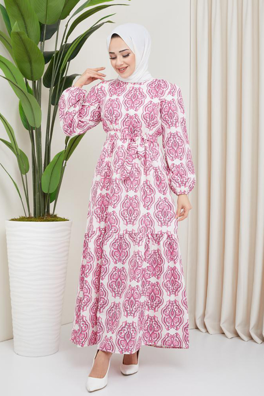 PATTERNED PINK DRESS