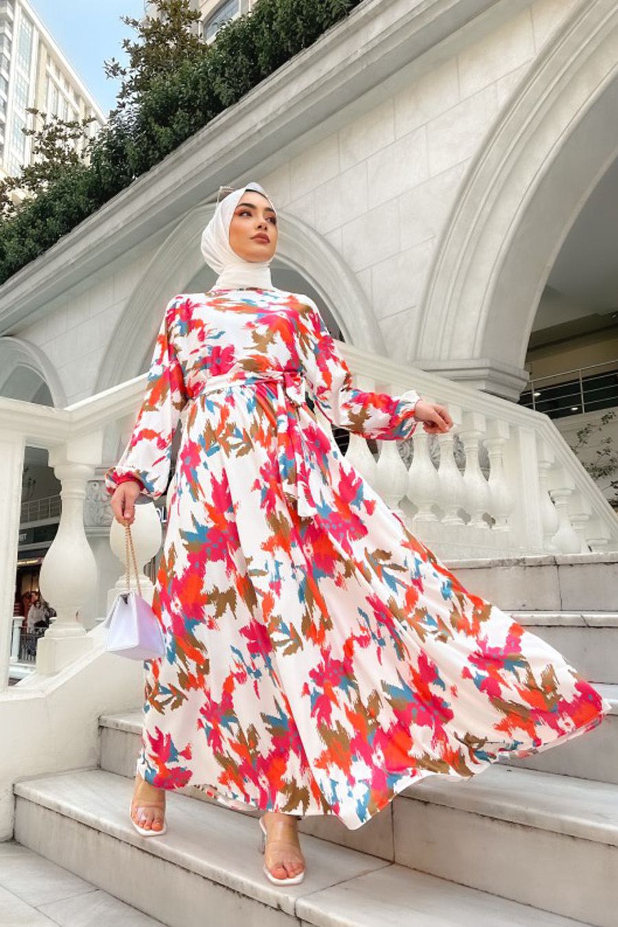 PATTERNED PINK DRESS