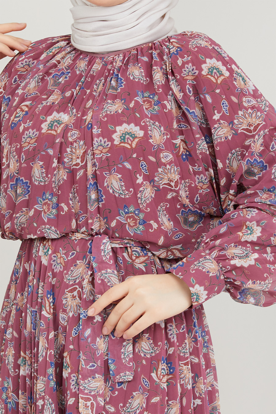 FLOWER PATTERNED ROSE COLOR DRESS