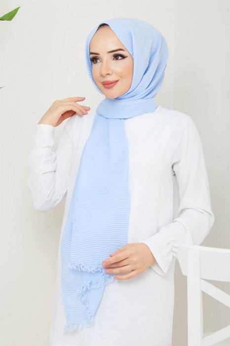 BABY BLUE  -  PLEATED SHAWL