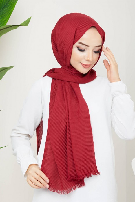 CLARED RED  -  PLEATED SHAWL