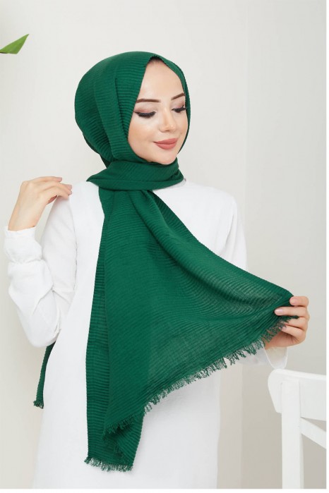 EMERALD GREEN -  PLEATED SHAWL