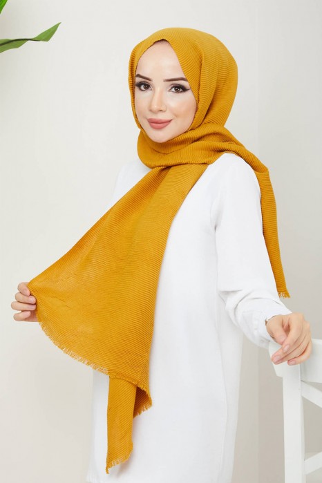 MUSTARD -  PLEATED SHAWL