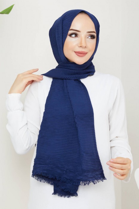 NAVY BLUE  -  PLEATED SHAWL
