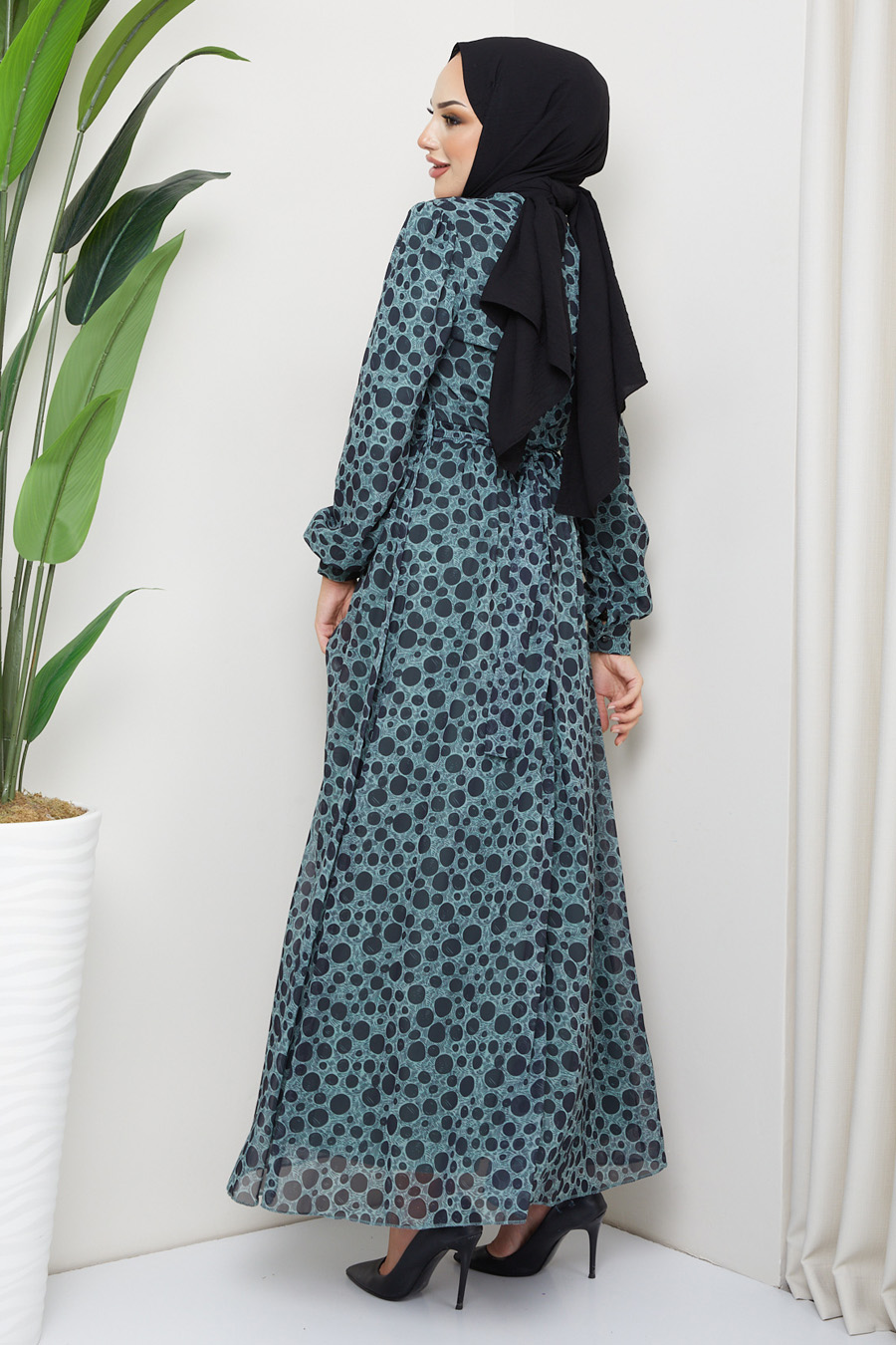 GREEN  - POINT DRESS  