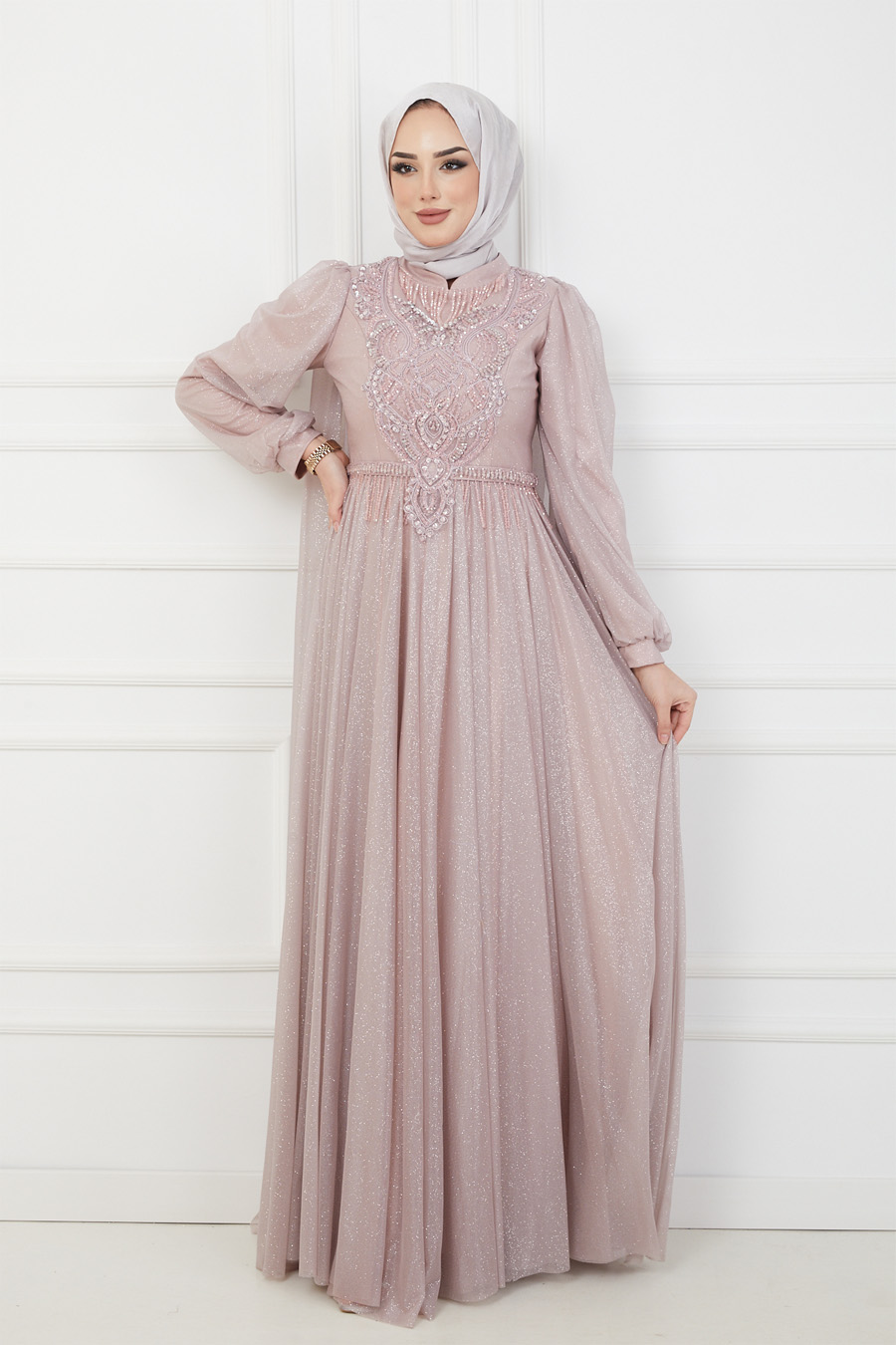 POWDER PINK EVENING DRESS  