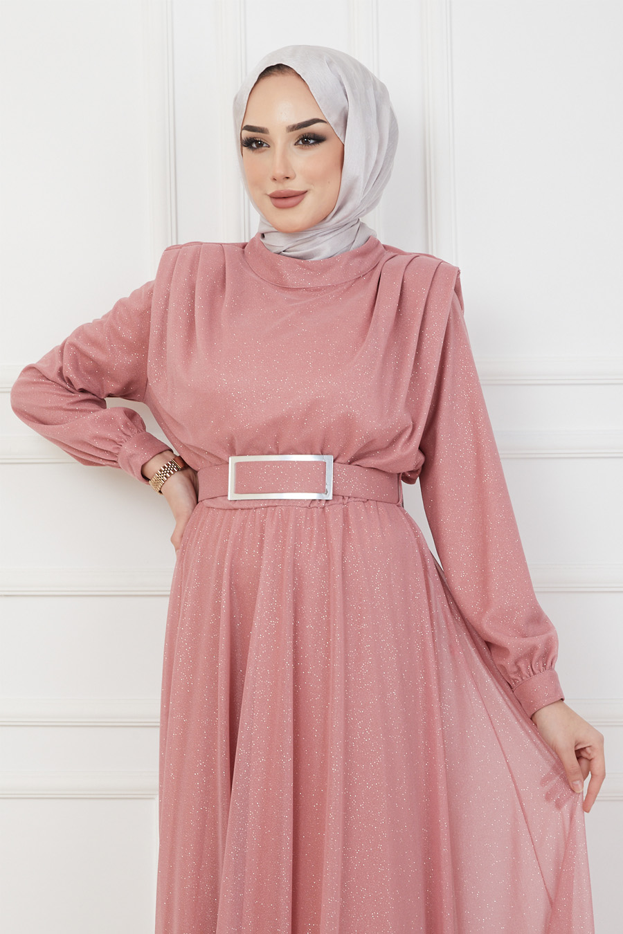 POWDER PINK EVENING DRESS   POWDER PINK EVENING DRESS