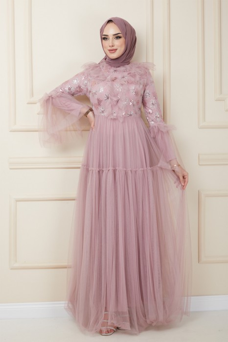 POWDER PINK EVENING DRESS  