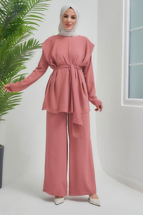 POWDER PINK TUNIC AND PANT SUIT