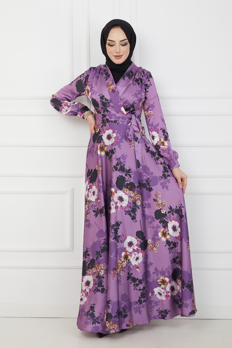 FLOWER PATTERNED FUSCHIA DRESS FLOWER PATTERNED FUSCHIA DRESS