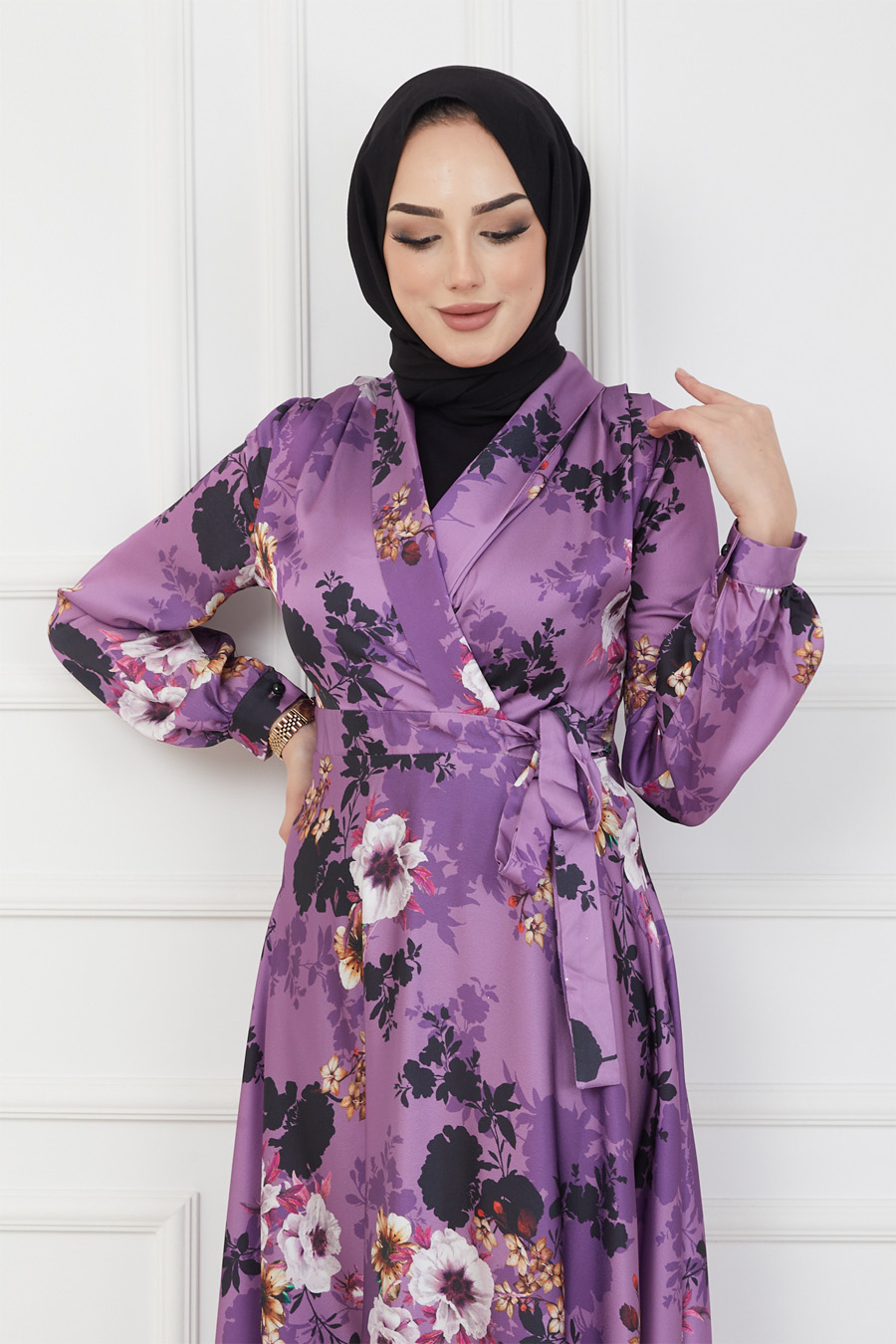 FLOWER PATTERNED FUSCHIA DRESS FLOWER PATTERNED FUSCHIA DRESS