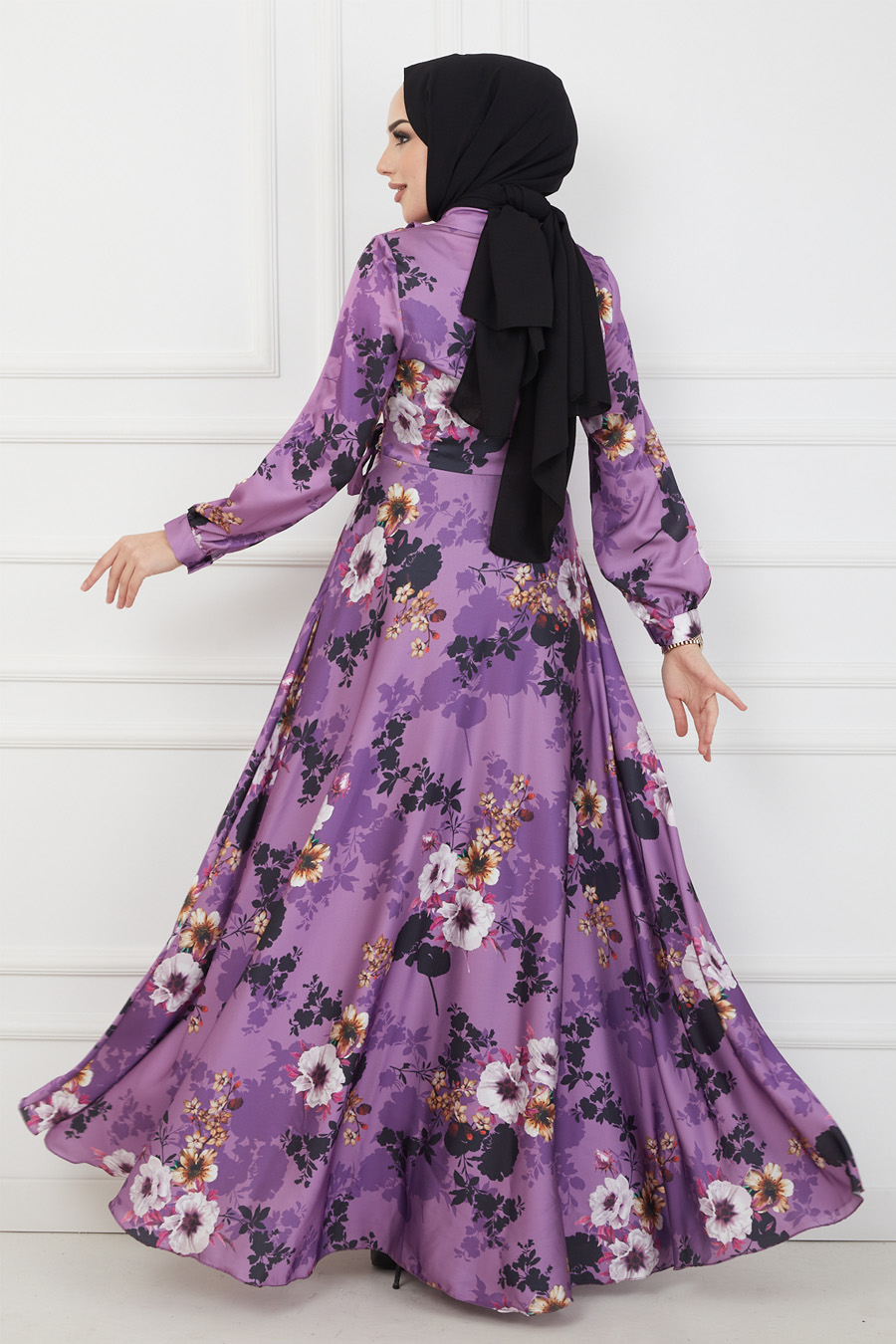 FLOWER PATTERNED FUSCHIA DRESS FLOWER PATTERNED FUSCHIA DRESS