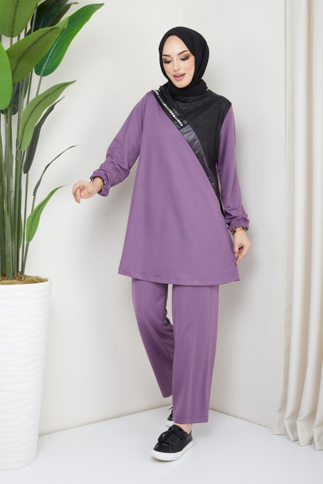 PURPLE TUNIC AND PANT SUIT 