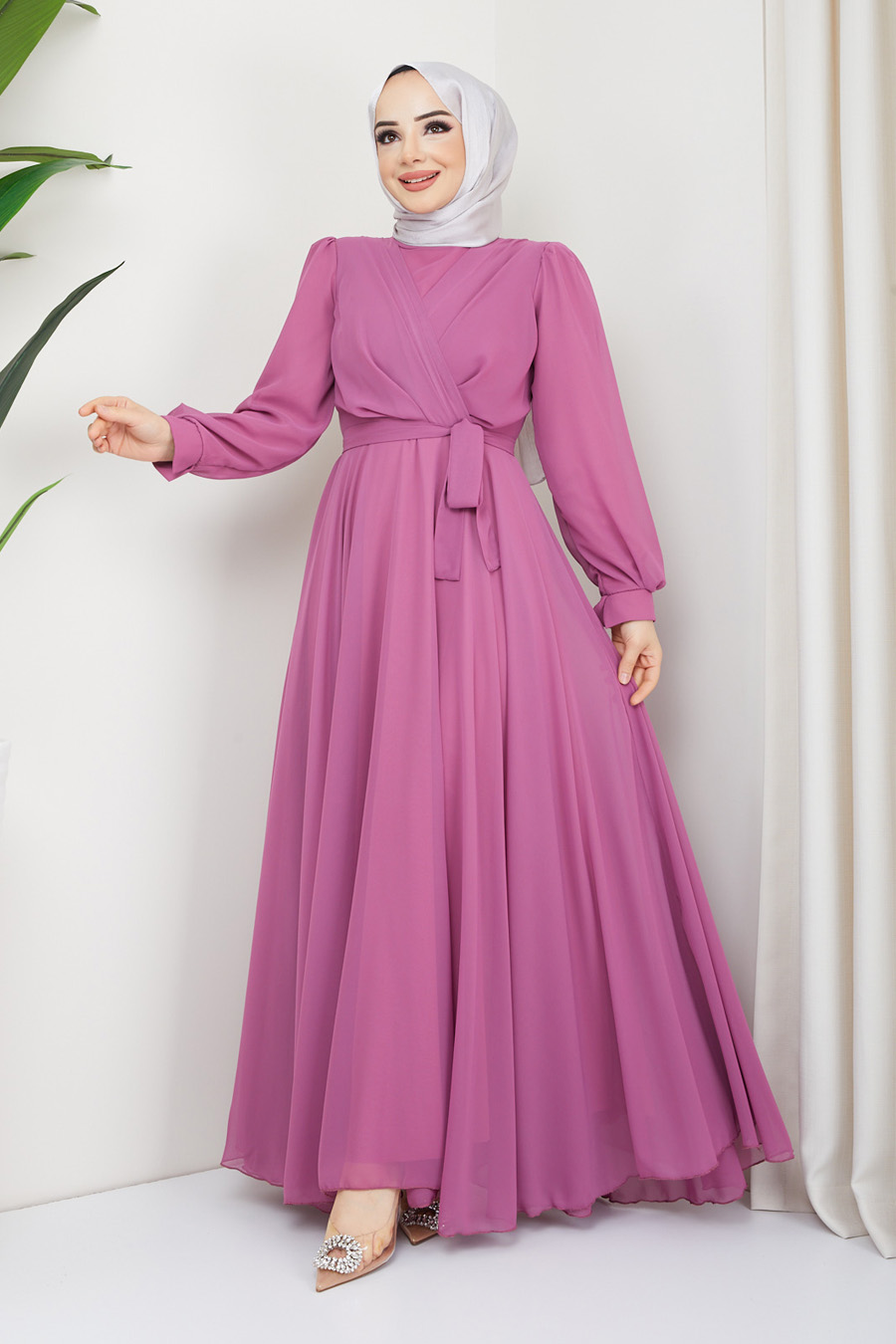 ROSE COLOR EVENING DRESS  