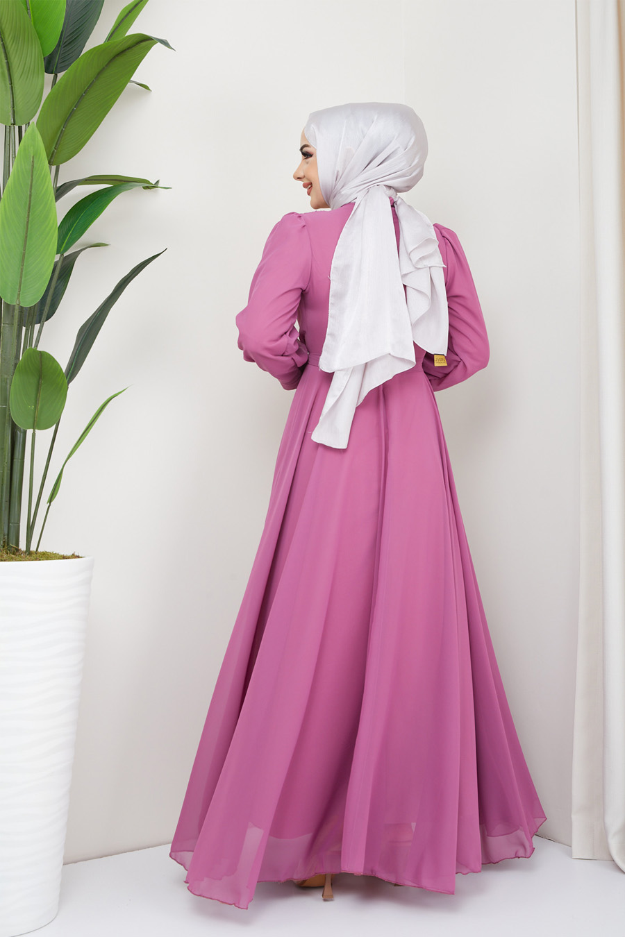 ROSE COLOR EVENING DRESS  