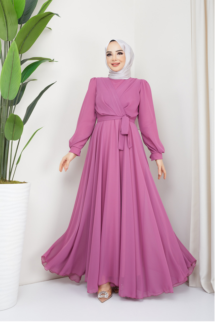 ROSE COLOR EVENING DRESS  