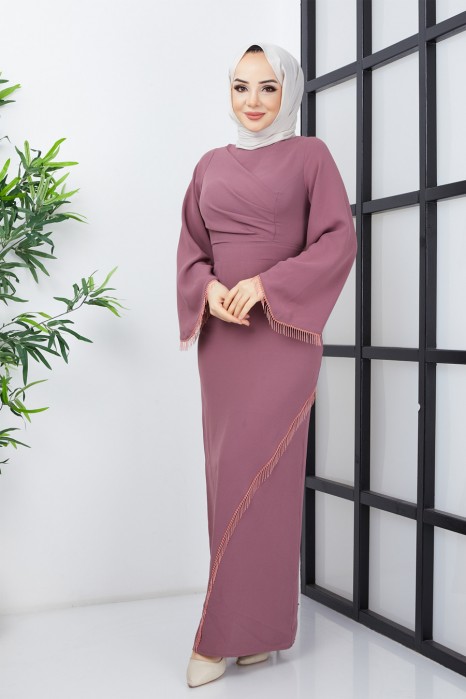 ROSE COLOR EVENING DRESS  