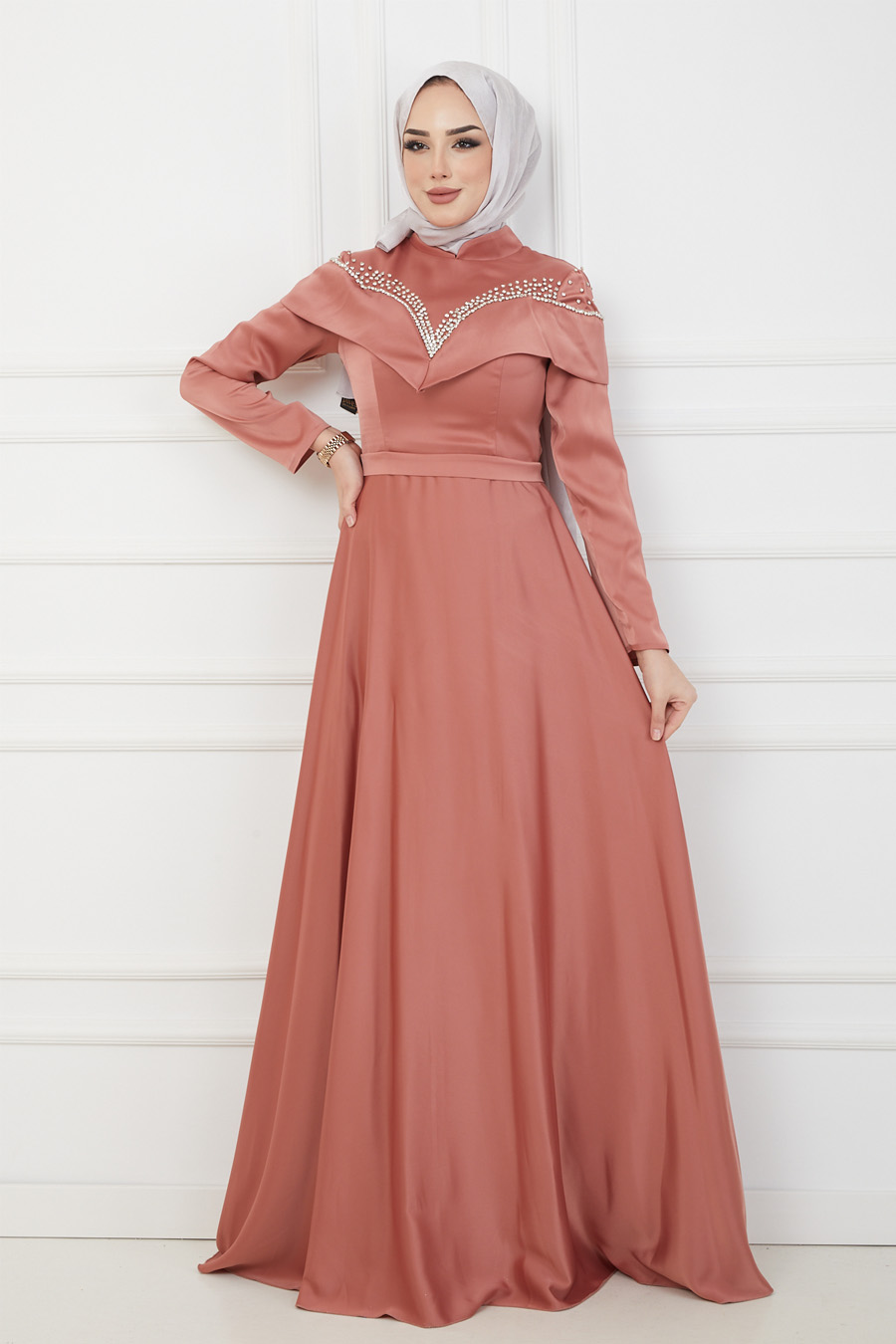 ROSE COLOR EVENING DRESS  