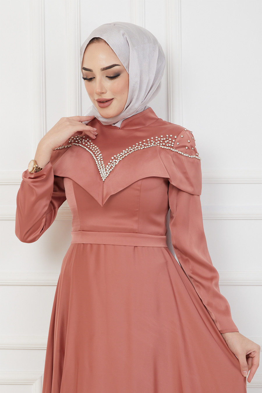 ROSE COLOR EVENING DRESS  