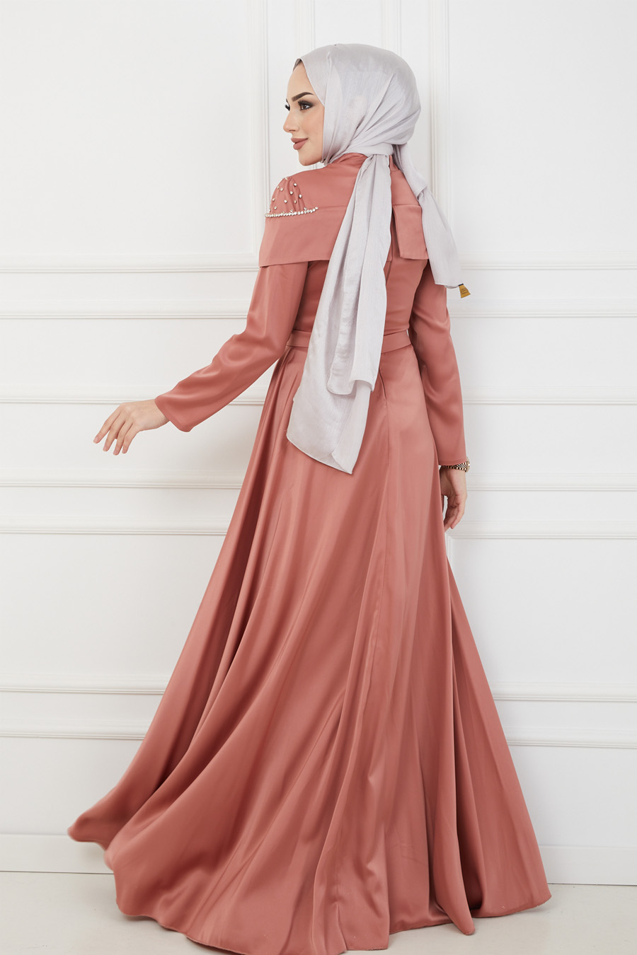 ROSE COLOR EVENING DRESS  