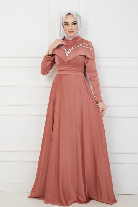 ROSE COLOR EVENING DRESS  