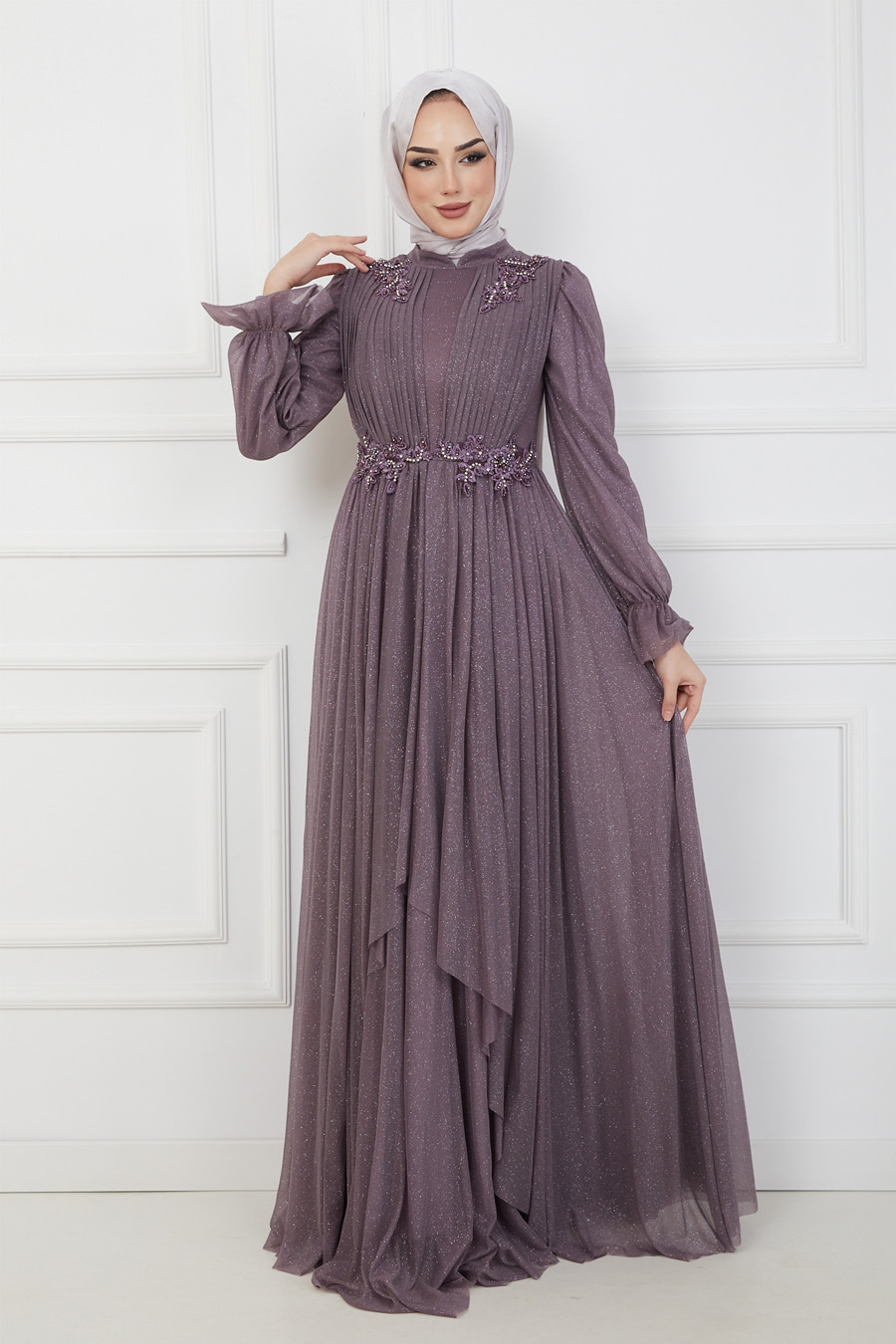ROSE COLOR  EVENING DRESS  
